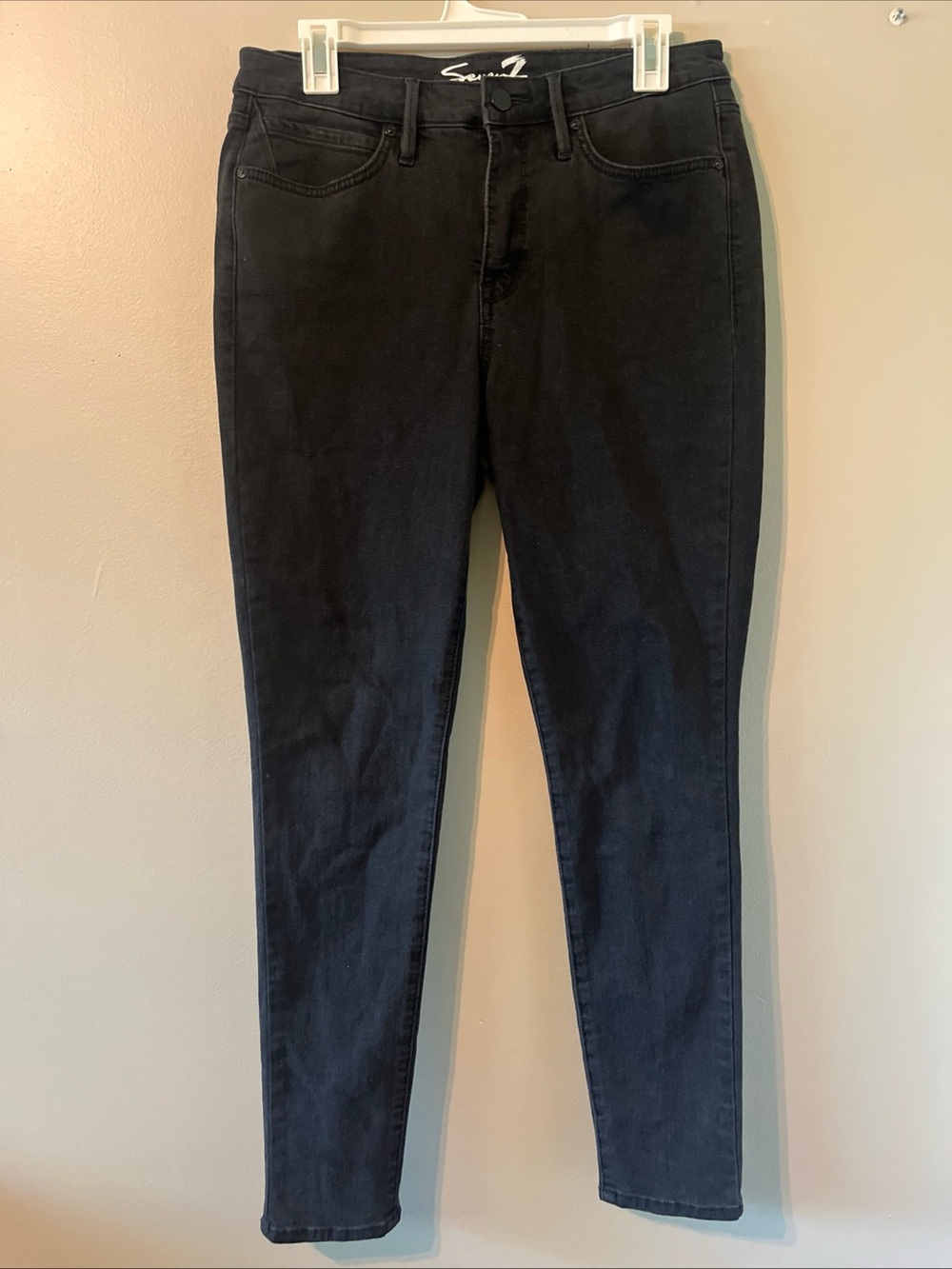Seven7 Womens Black Skinny Jeans Stretch Denim Mid Rise Slim Fit Pants Size 8